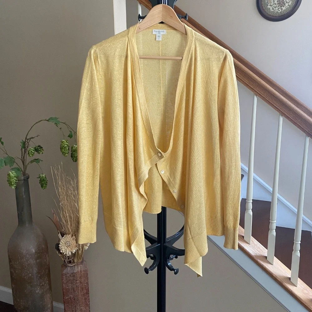 Garnet Hill Easy Linen Drape-Front Cardigan Size Small - Picture 12 of 15